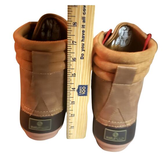 Marleylilly Women’s Duck Boots Sz 9 Tan Brown Waterproof Faux Leather Monogram - Picture 12 of 13